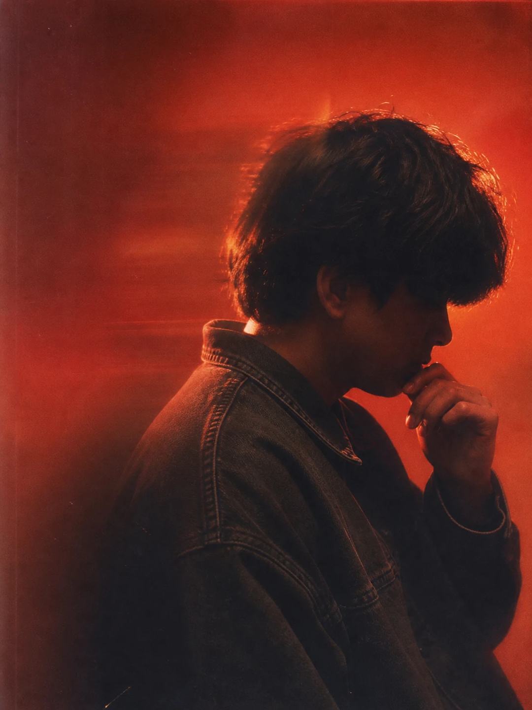 Vintage 35mm Red Backlight Profile Portrait Prompt, image 2