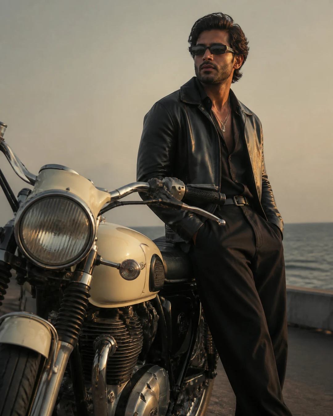 Coastal Motorcycle Golden Hour Fashion Prompt, image 4