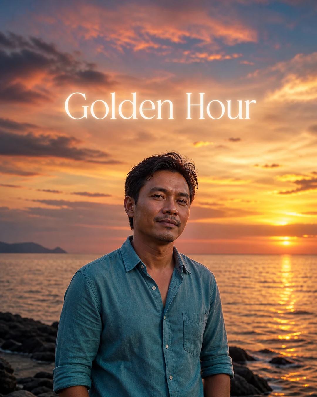 Golden Hour Glow Text Overlay Photo Editing Prompt, image 4