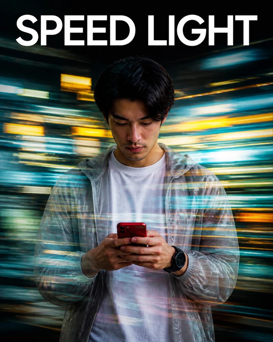Speed Light Double Exposure Cinematic Portrait Prompt, image 2