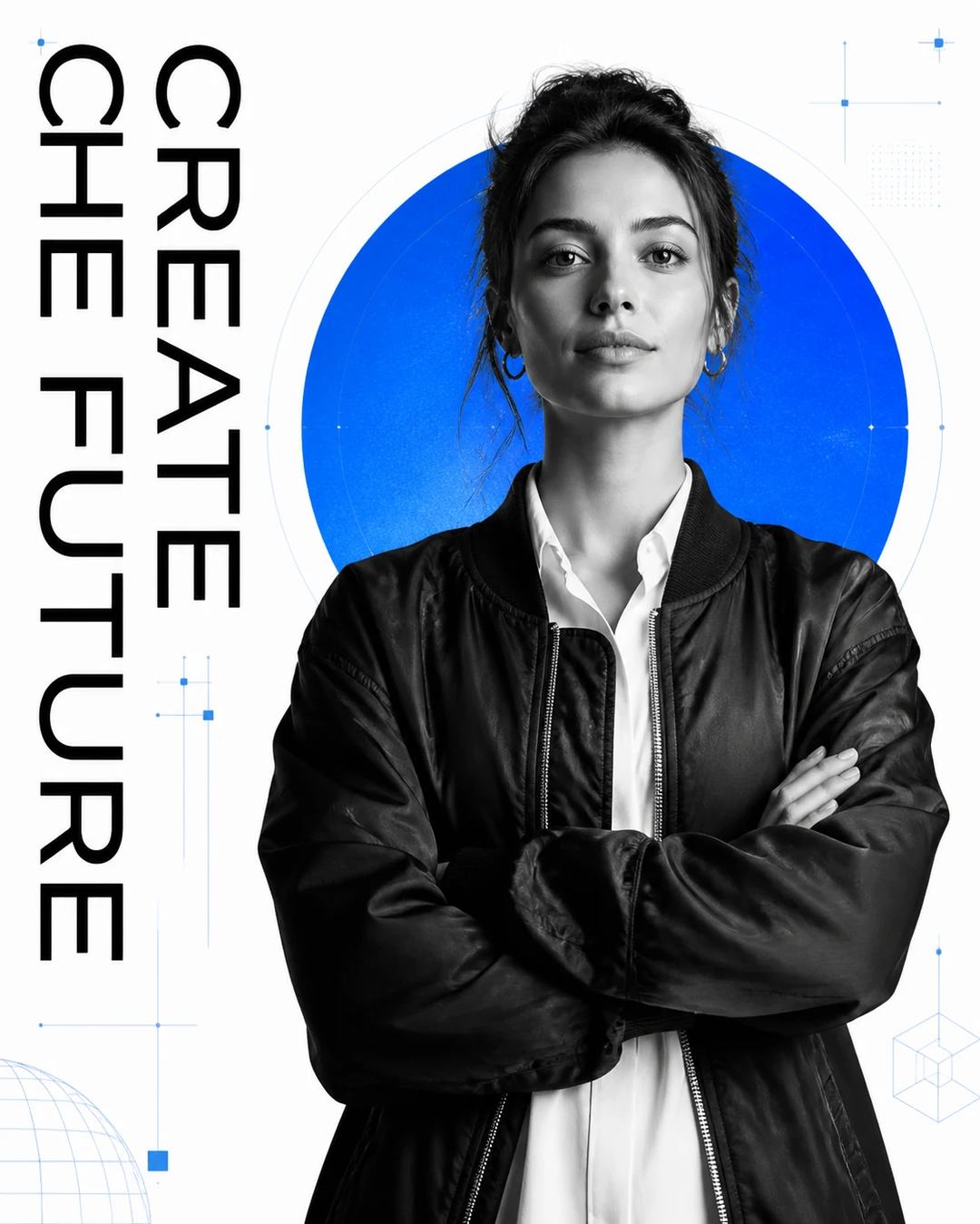 Electric Blue Innovator Editorial Poster Design Prompt, image 2