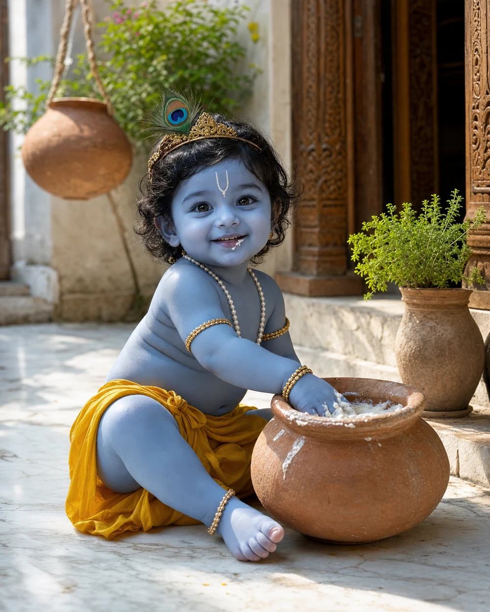 Baby Krishna Butter Pot AI Photo Editing Prompt — image 2