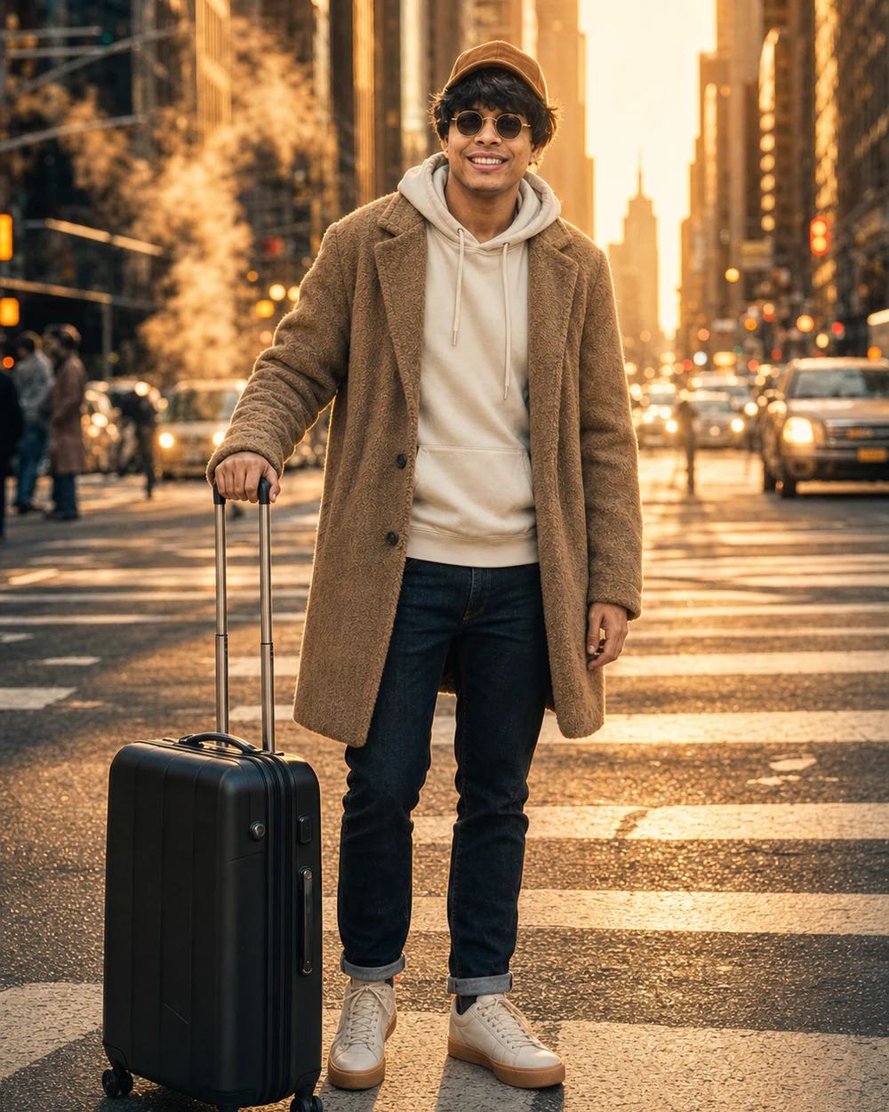 Cinematic Golden-Hour Traveler Street Portrait Prompt — image 4