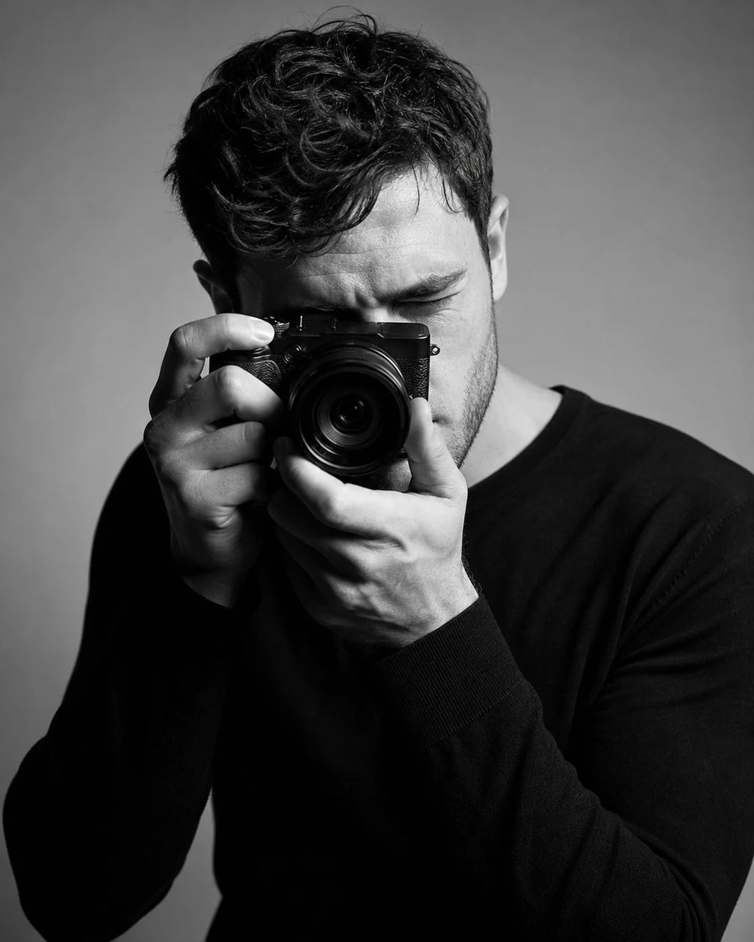 Cinematic Black and White Photographer Portrait Prompt, image 3