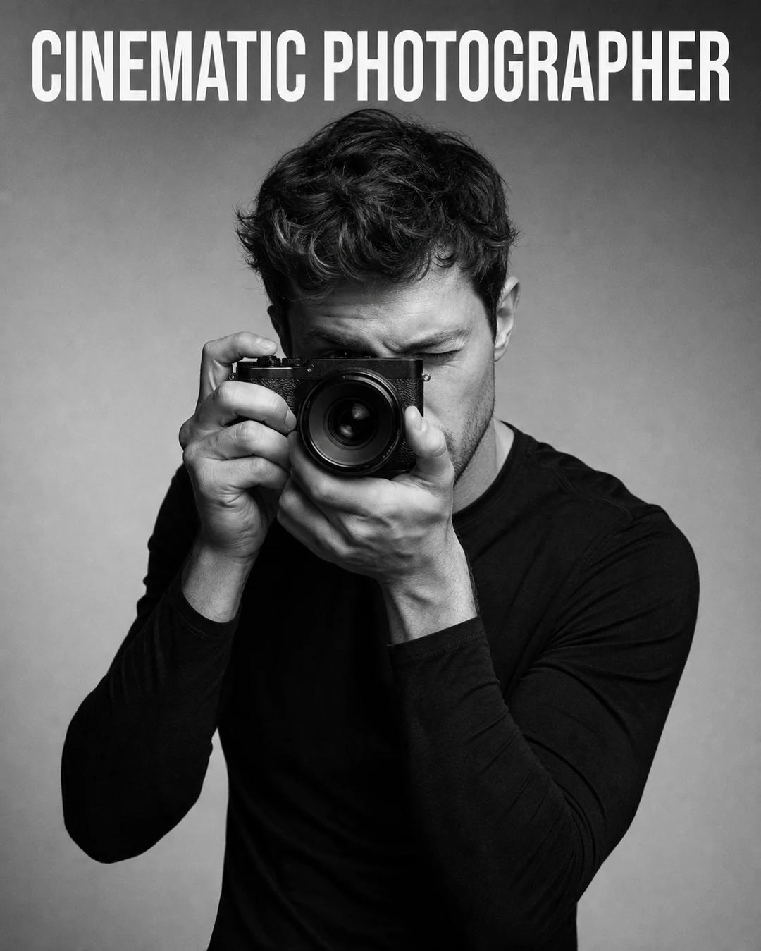 Cinematic Black and White Photographer Portrait Prompt, image 4