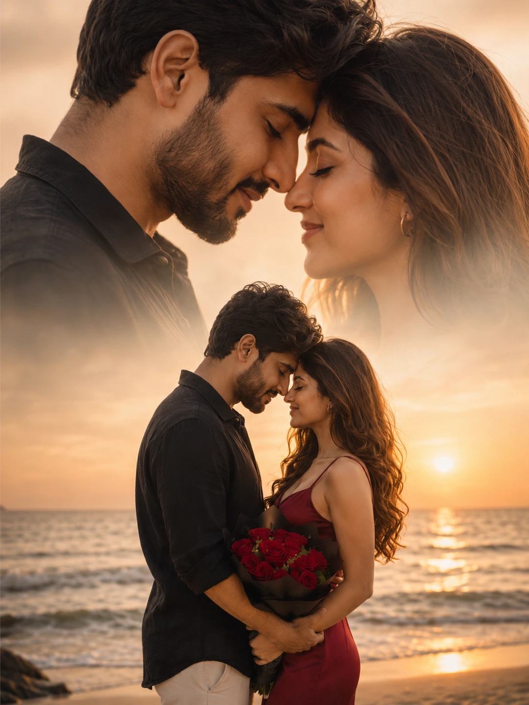 Double Exposure Beach Couple – Gemini AI Photo Prompt — image 2