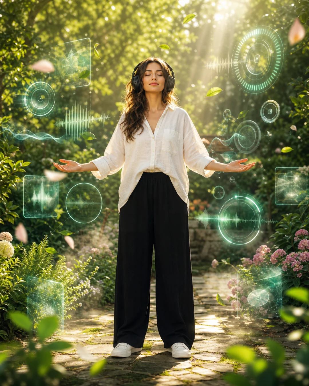 Centered Music Garden Hologram Portrait Prompt, image 4