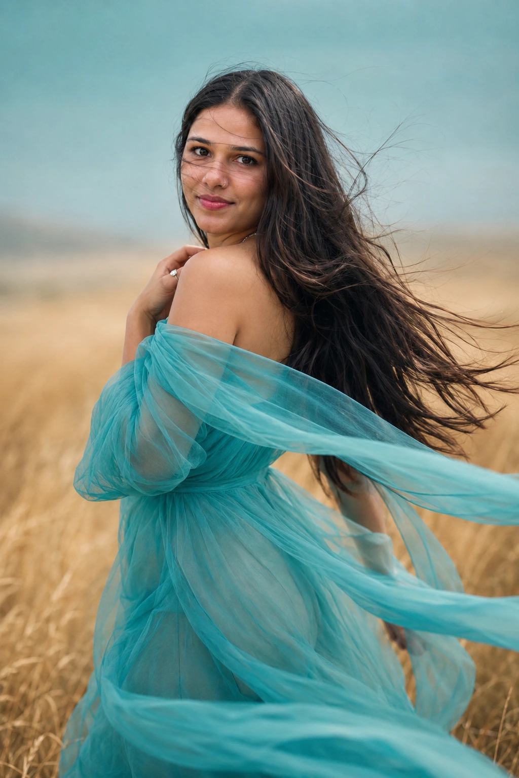 Turquoise Fashion Portrait – Gemini AI Photo Prompt — image 1
