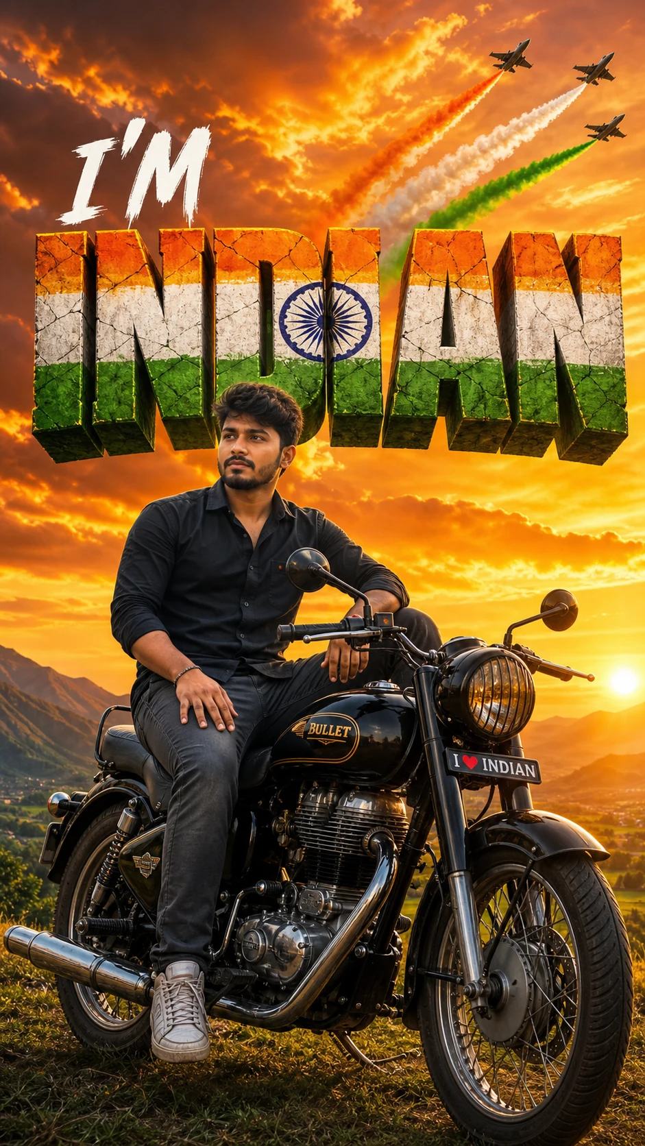 Patriotic Indian Motorcycle Poster AI Image Prompt, image 4