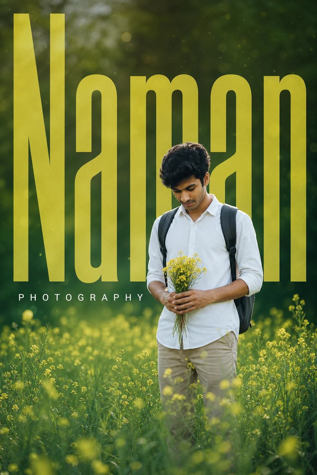 Minimal Naman Flower Field Portrait Poster Prompt, image 3