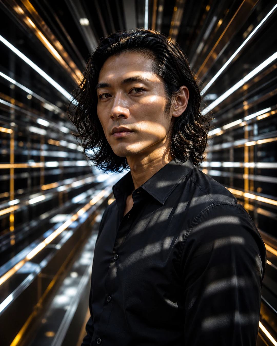 Futuristic Chrome Tunnel Cinematic Portrait Prompt, image 4