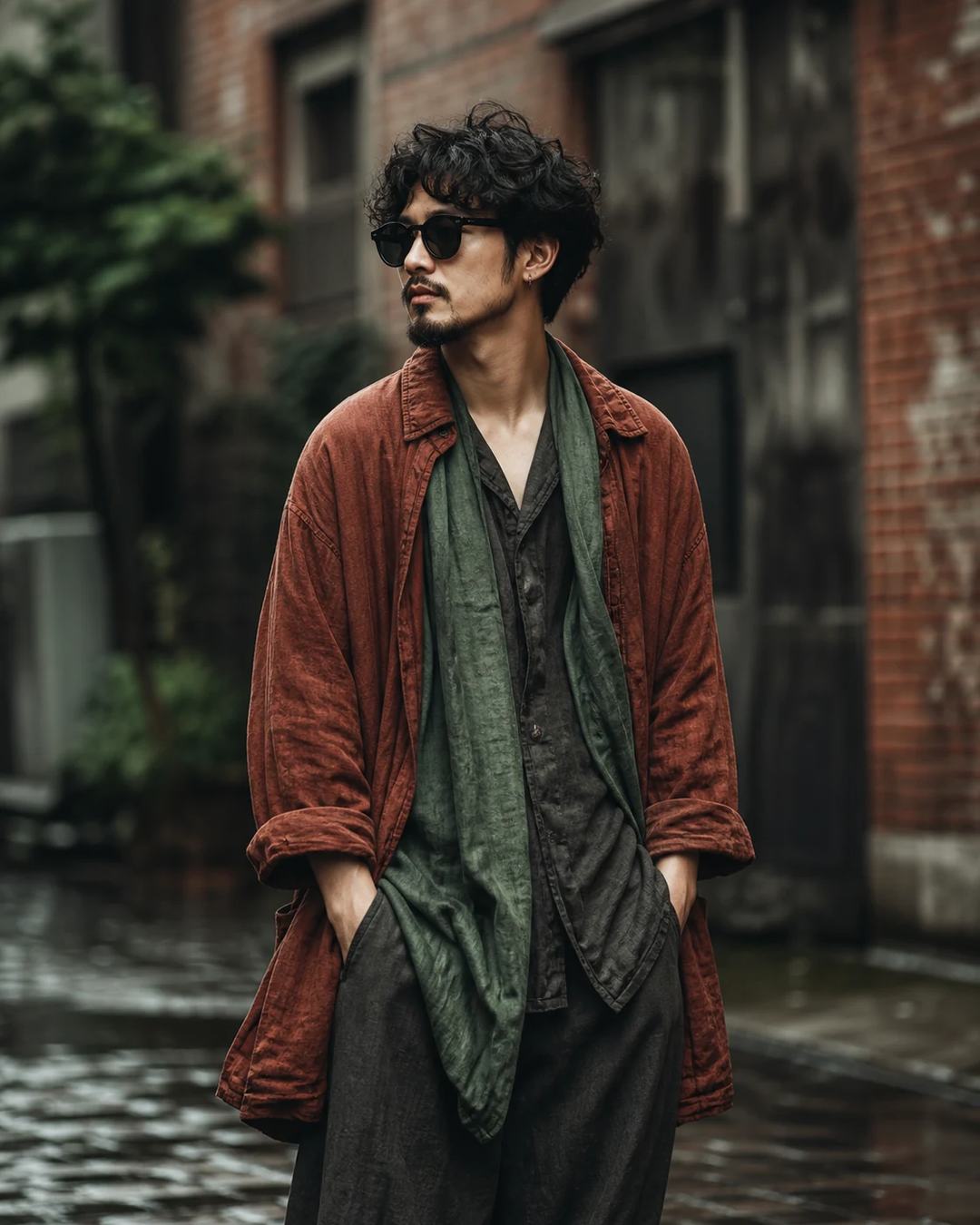 Cinematic Outdoor Curly Hair Sunglasses Photo Prompt, image 4
