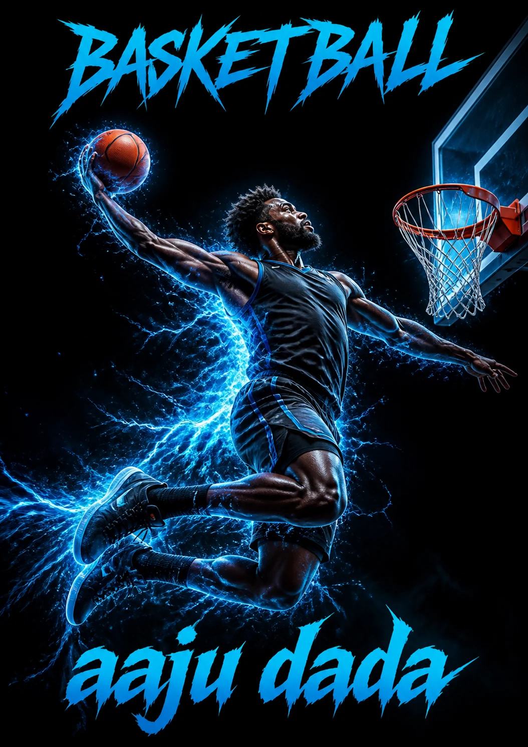 Electric Blue Dunk Sports Poster AI Image Prompt, image 3