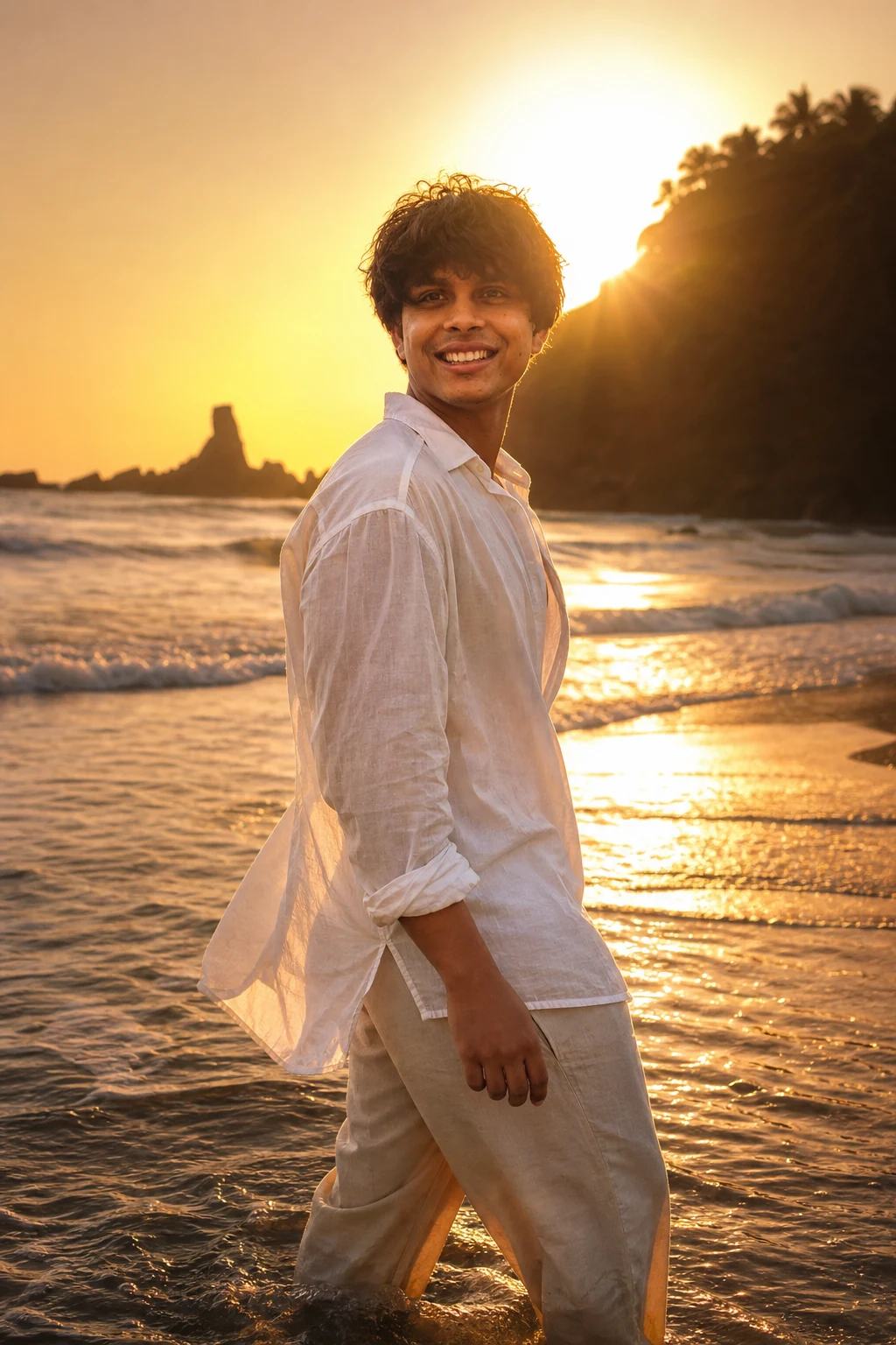 Cinematic Sunset Beach Golden Hour Photo Prompt, image 2