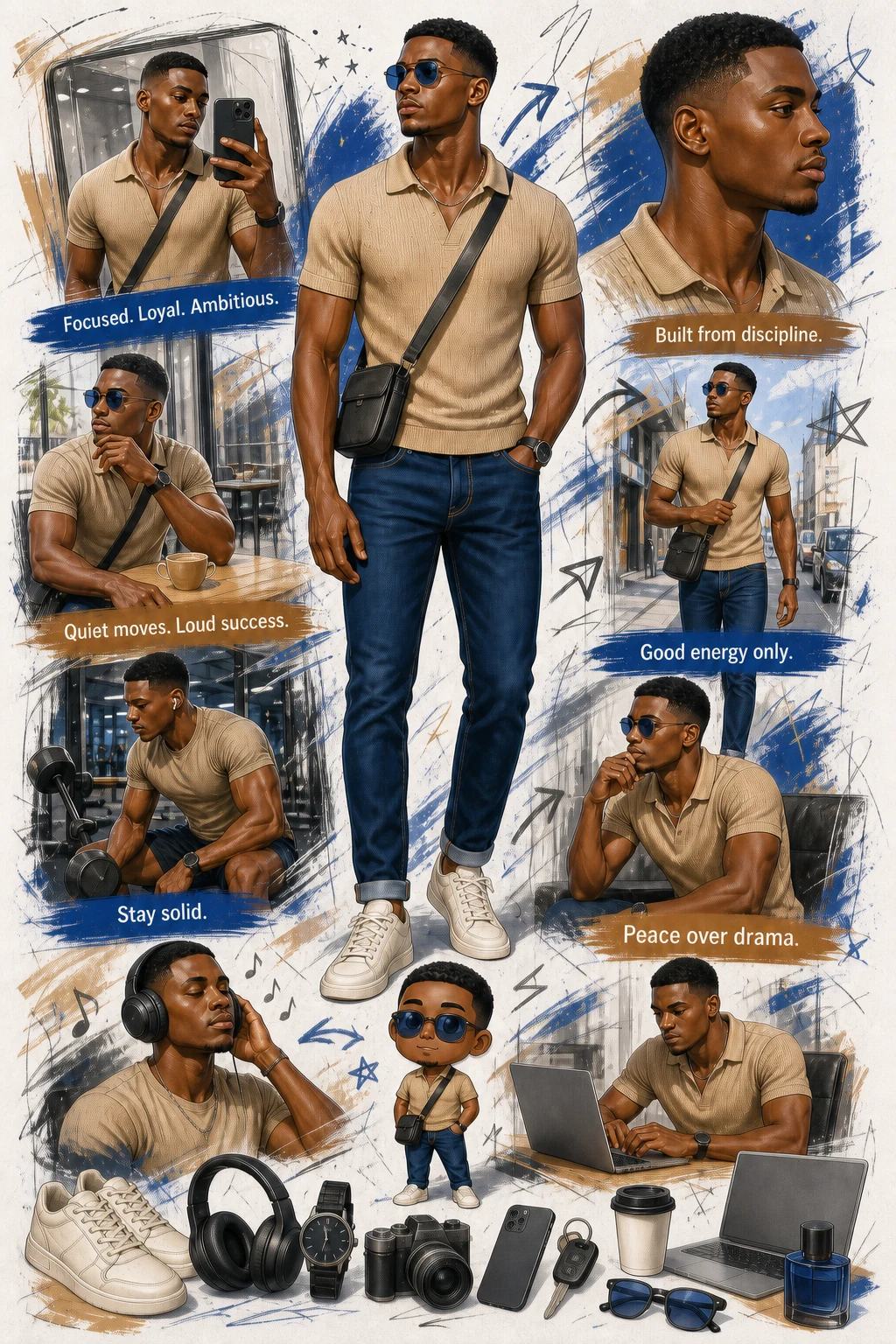 African Man Lifestyle Sketchbook Collage Prompt — image 4