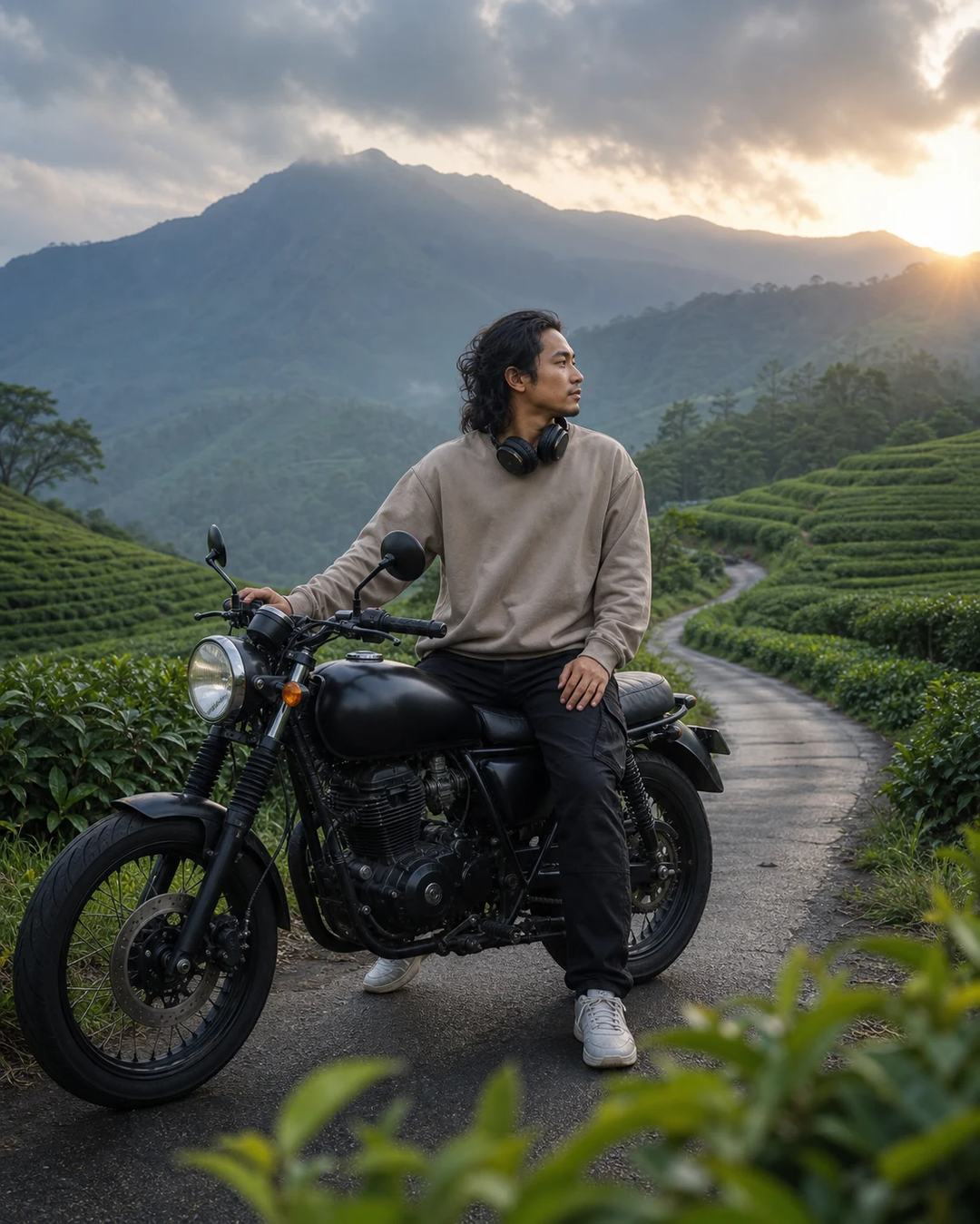 Mountain Motorcycle Cinematic Travel Portrait Prompt, image 4