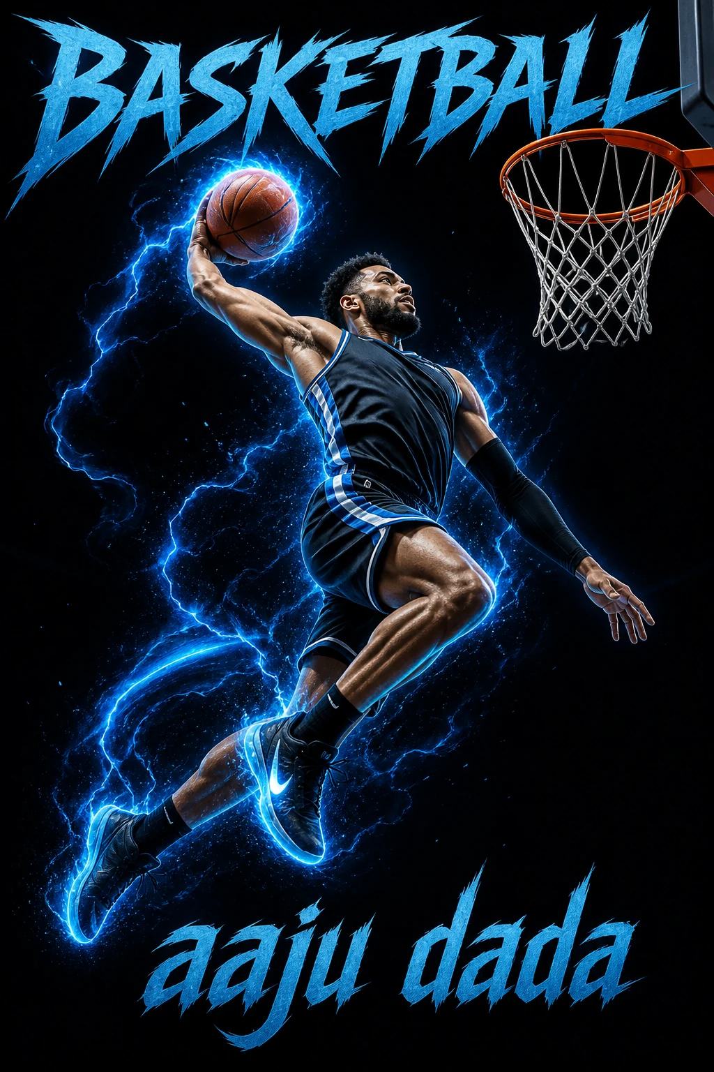 Electric Blue Dunk Sports Poster AI Image Prompt, image 2