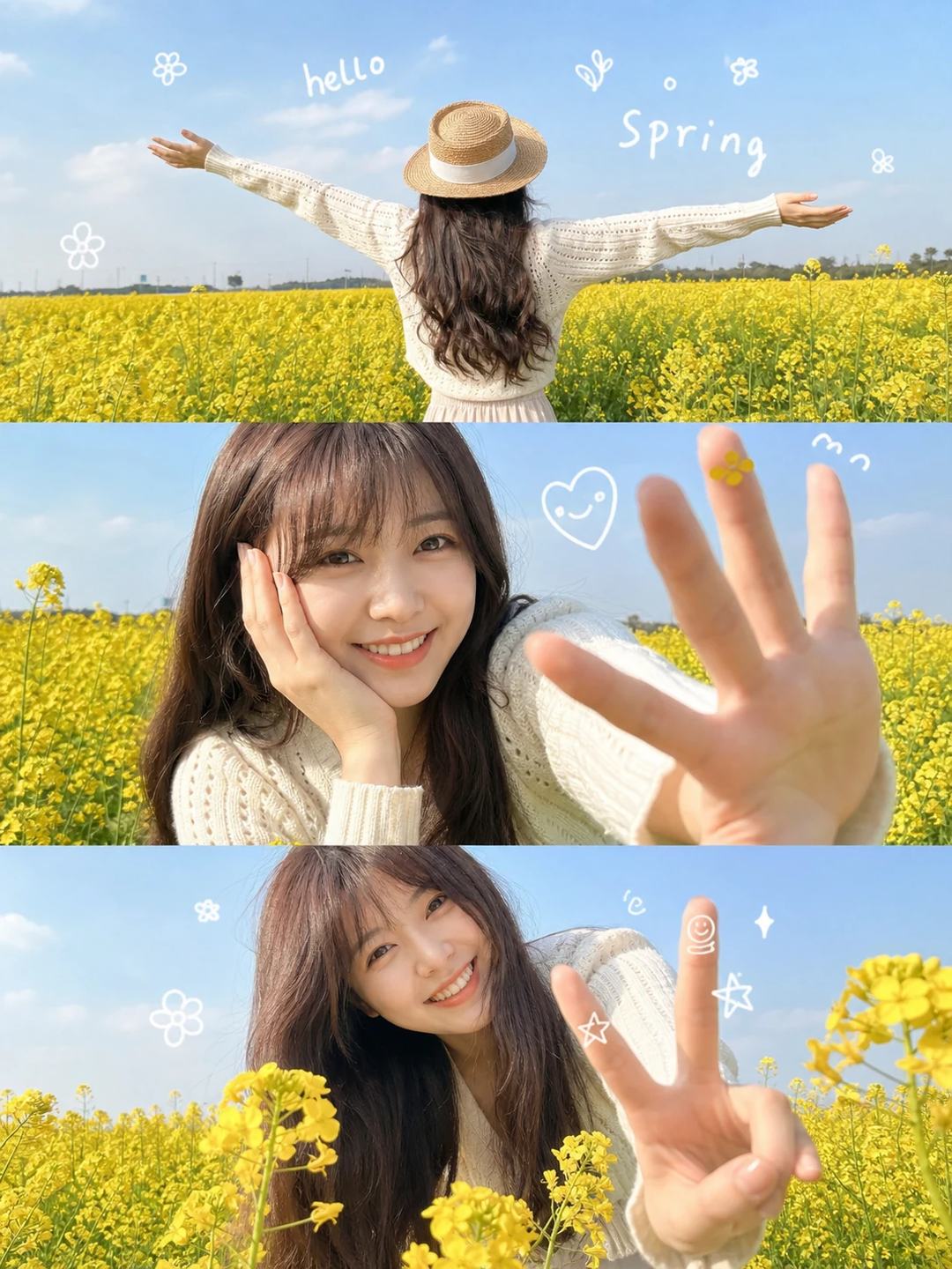 Spring Flower Field Three-Panel Collage Prompt, image 2