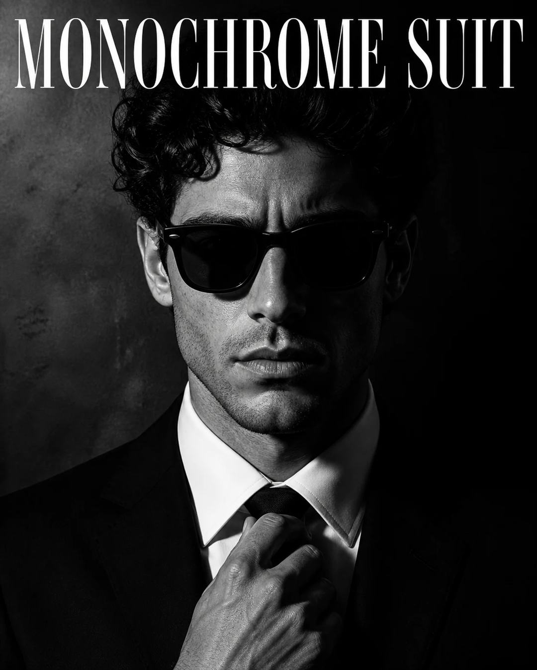 Monochrome Black Suit Chiaroscuro Portrait Prompt, image 1