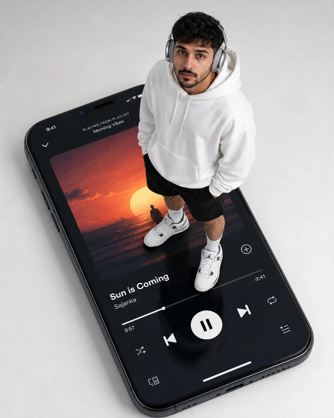 Forced-Perspective Giant Smartphone Portrait Prompt, image 2