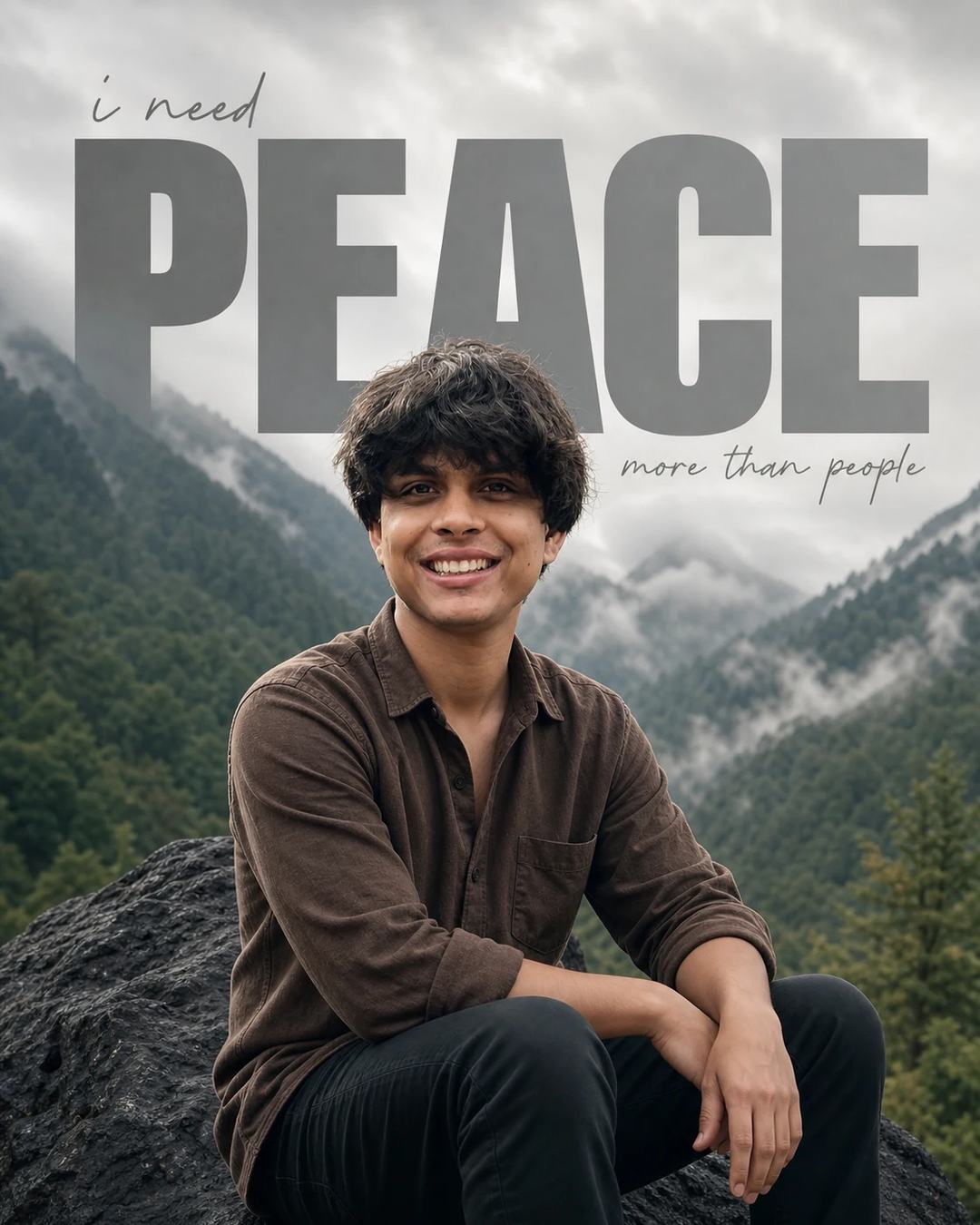 Misty Mountain Valley PEACE Typography Photo Prompt, image 1
