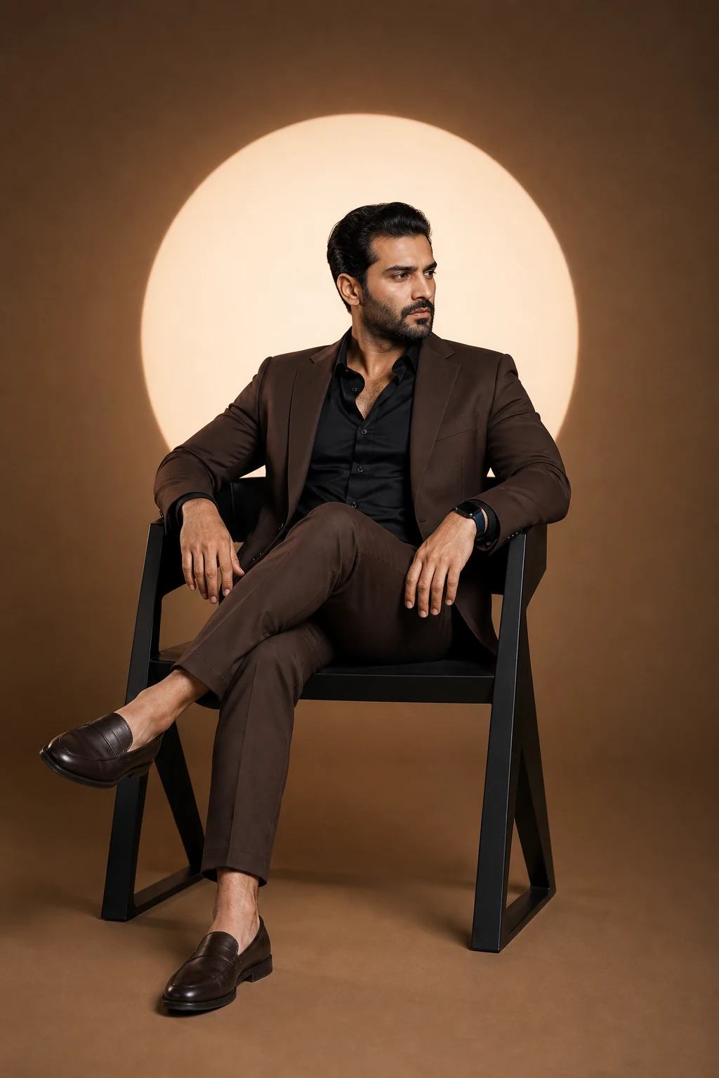 Monochrome Brown Luxury Studio Portrait Prompt, image 4