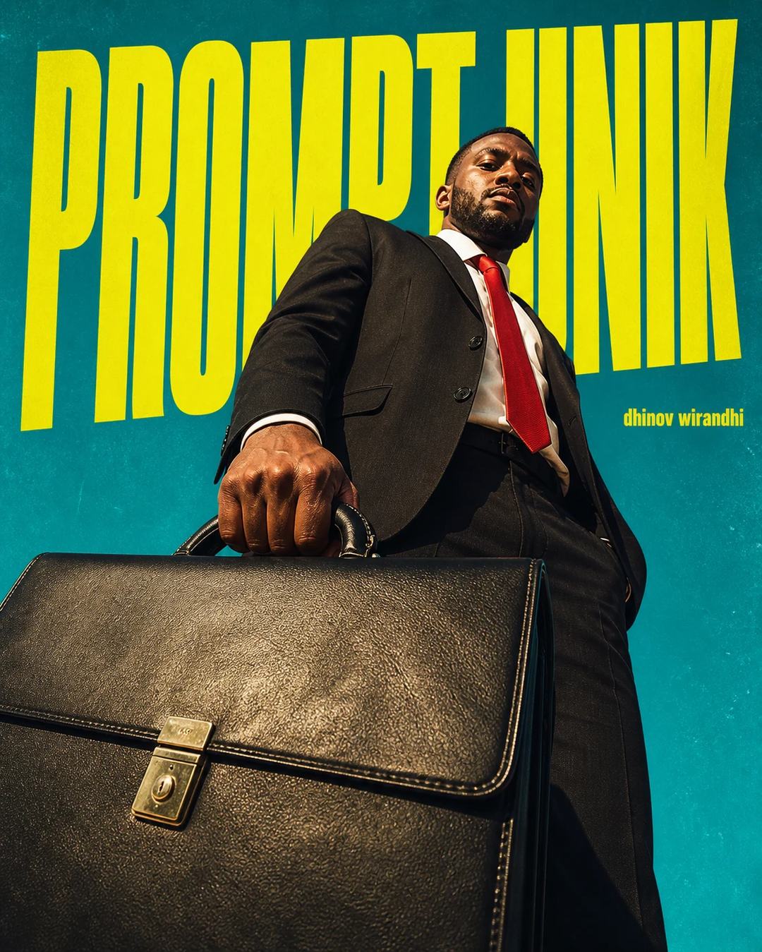 Indonesian Teal Suit Briefcase Fashion Poster Prompt, image 3