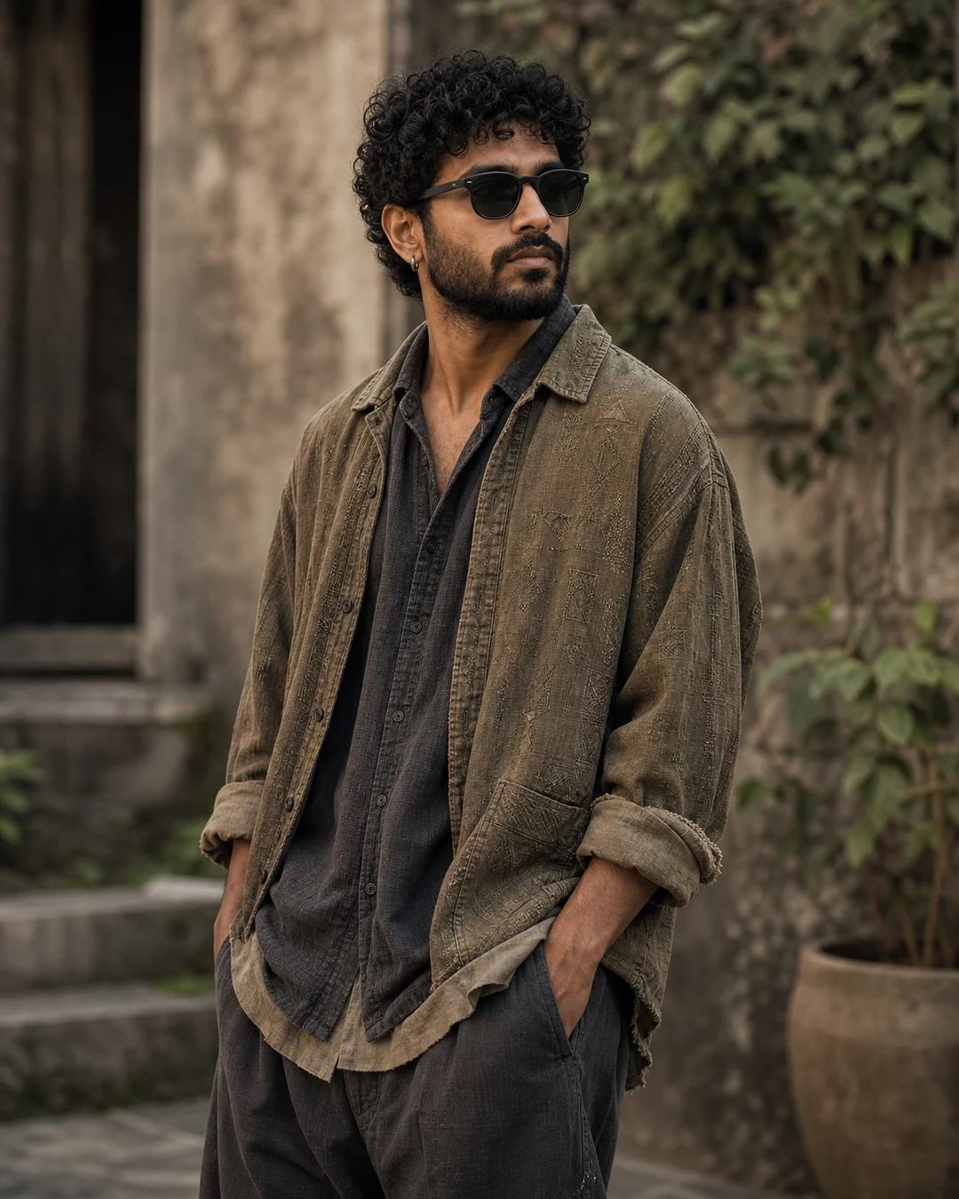 Cinematic Outdoor Curly Hair Sunglasses Photo Prompt, image 3