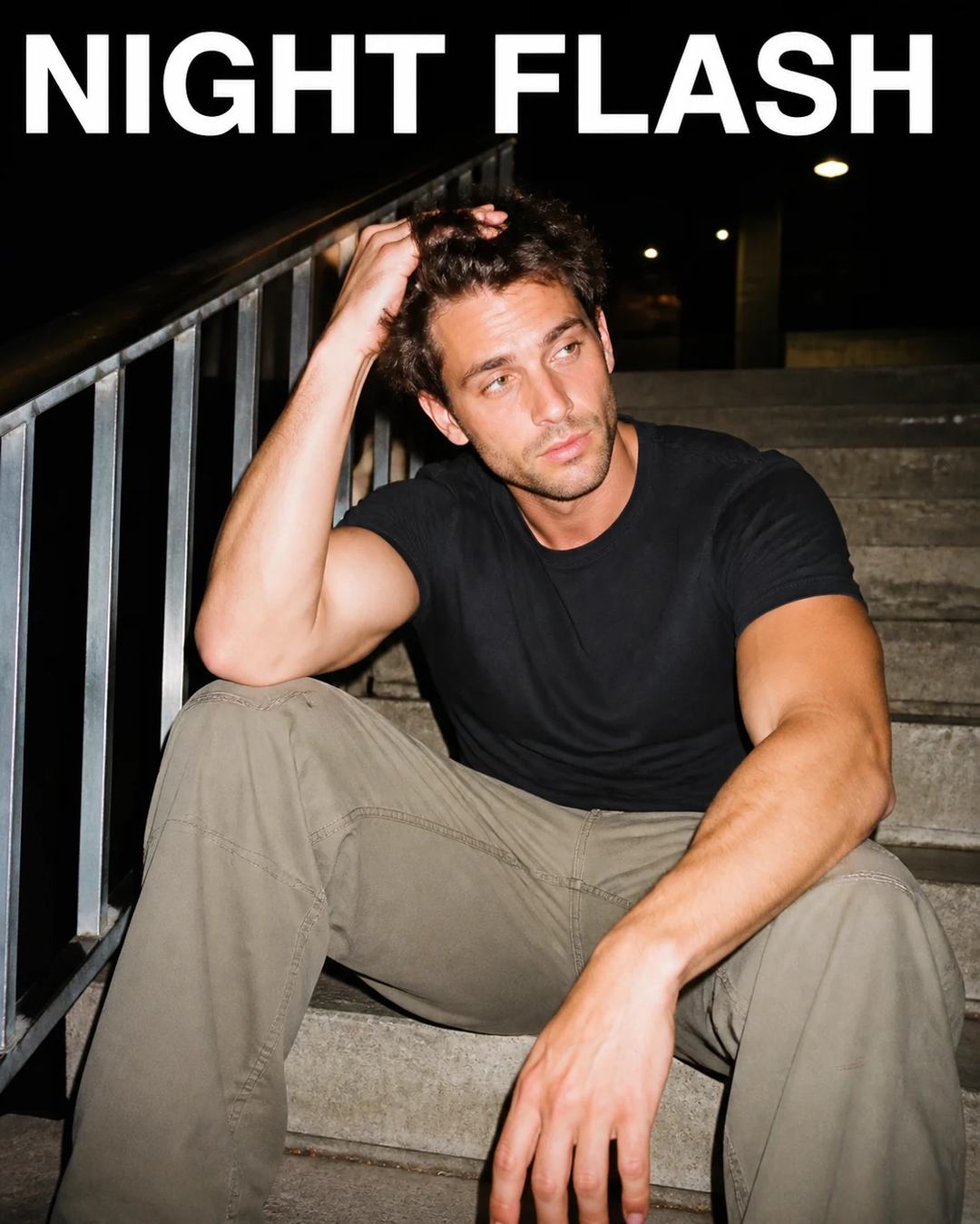 Early 2000s Direct Flash Night Stairs Portrait Prompt, image 1
