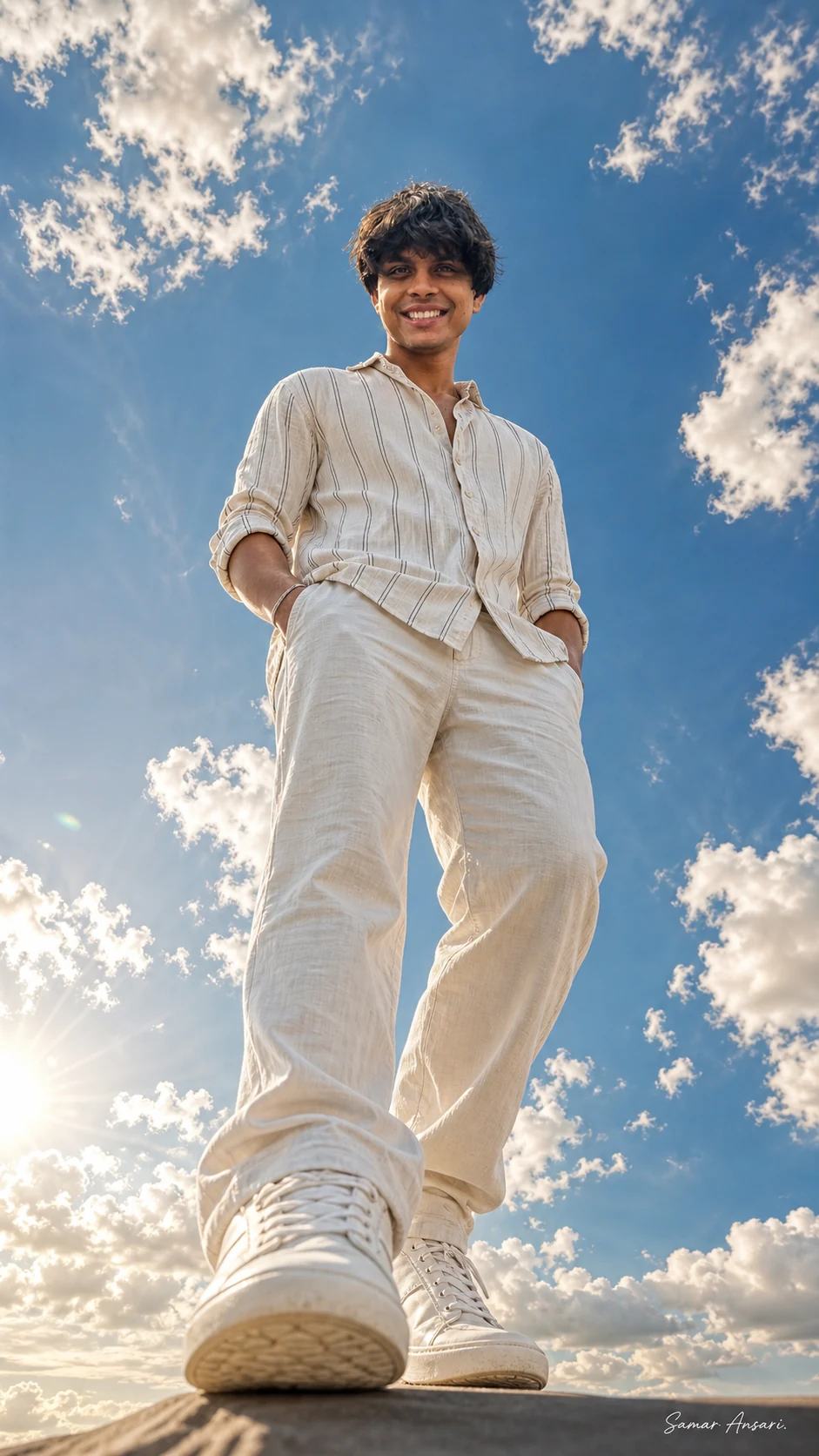 Full-Body Low-Angle Phone Portrait Photo Prompt, image 1
