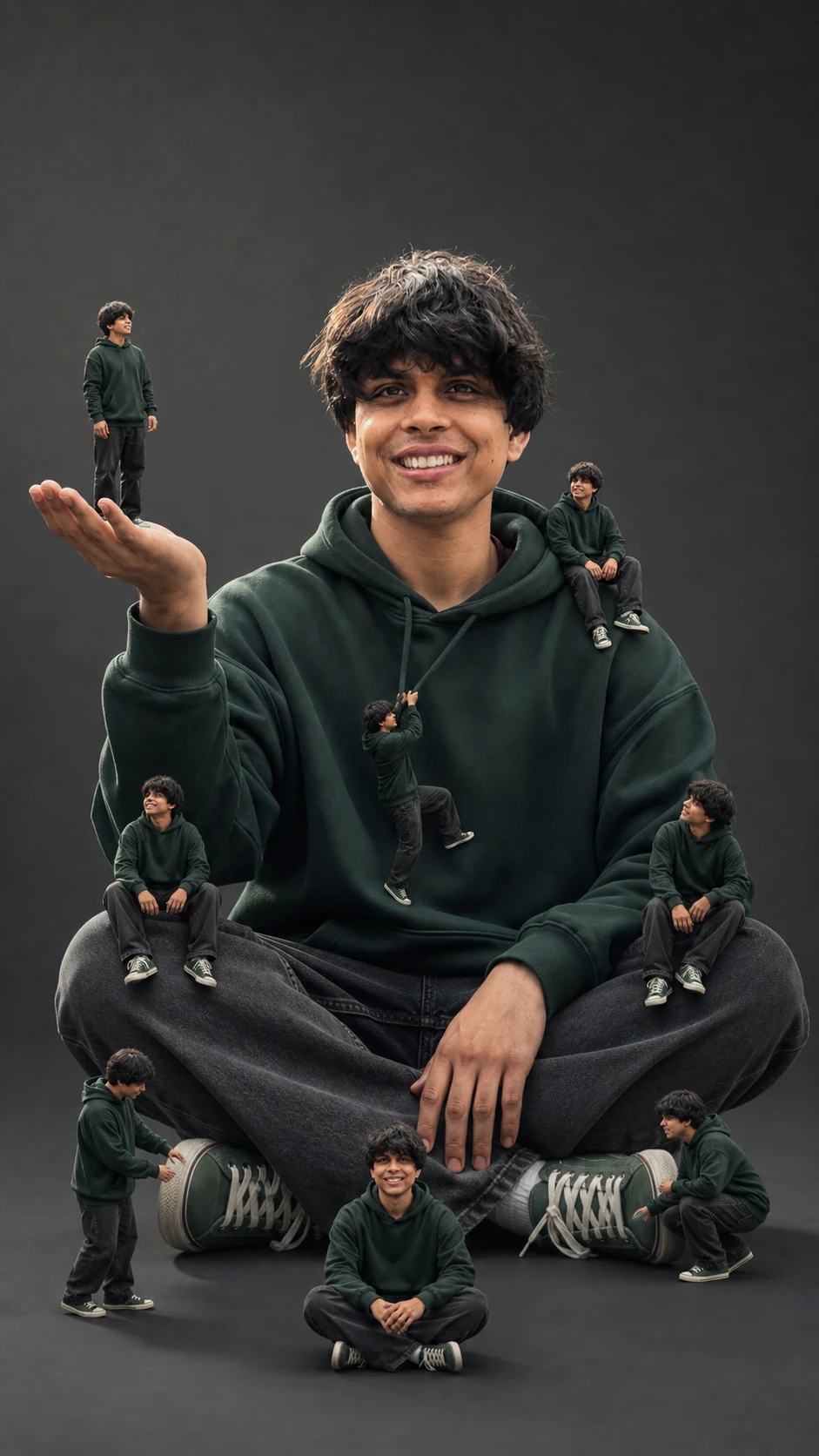 Giant Man with Miniature Clones Studio Portrait Prompt, image 2