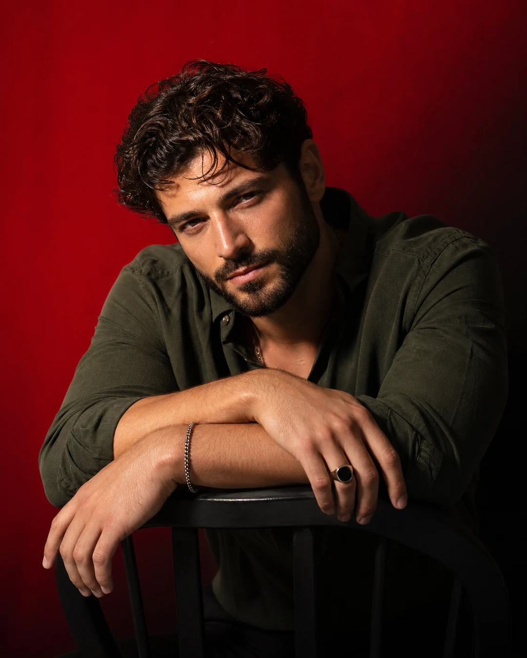 Crimson Chair Cinematic Editorial Portrait Prompt, image 2