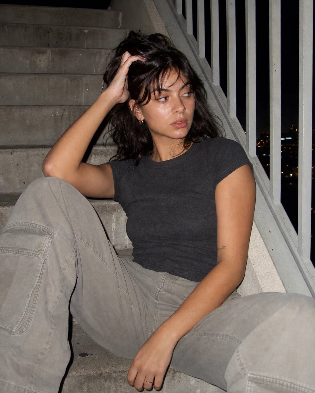 Early 2000s Direct Flash Night Stairs Portrait Prompt, image 3