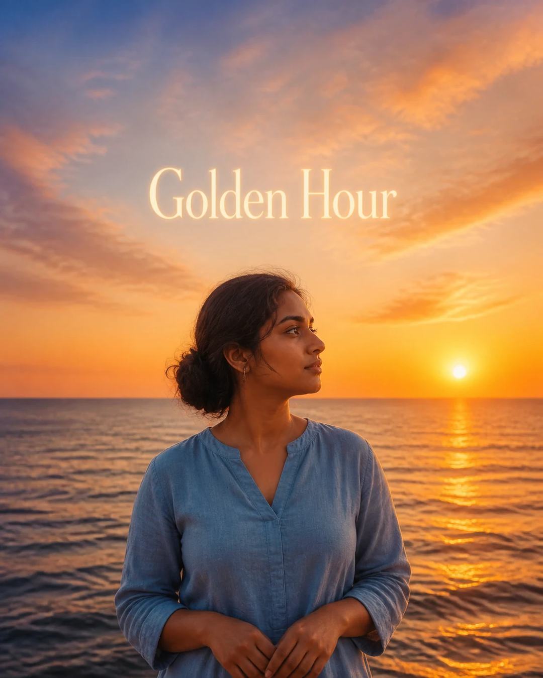 Golden Hour Glow Text Overlay Photo Editing Prompt, image 3