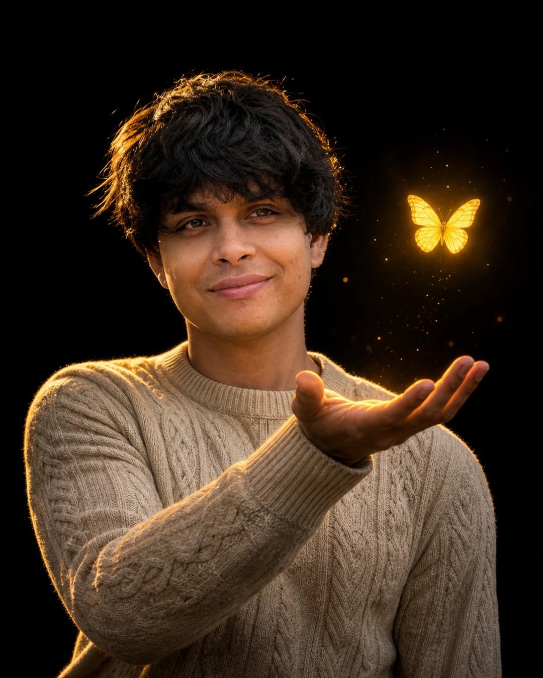 Bright Yellow Butterfly Cinematic Portrait Prompt, image 2