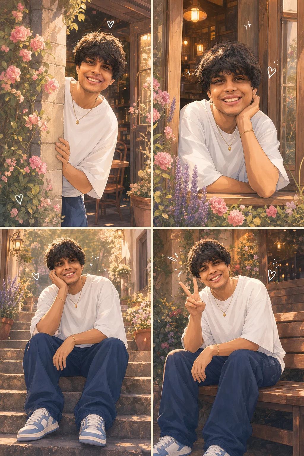 Soft Anime 4-Panel Collage Photo Editing Prompt — image 2