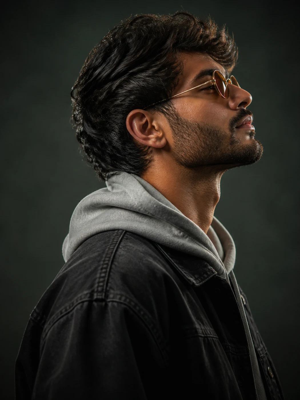 Cinematic Side Profile Vintage Sunglasses Photo Prompt, image 4