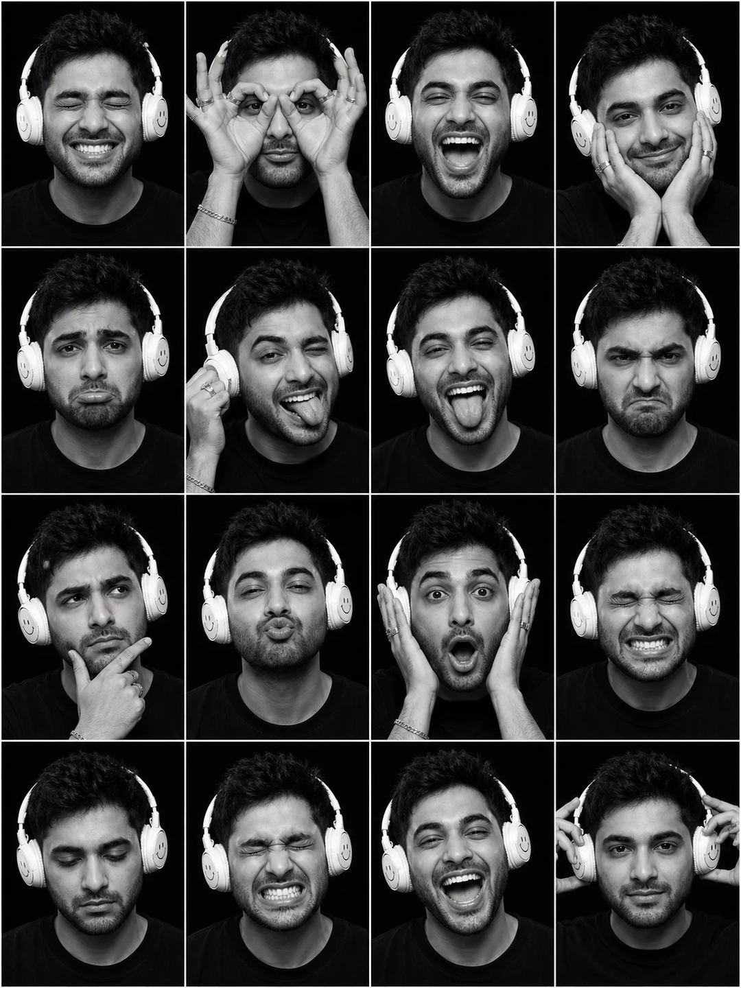 16 Moods Black and White Photo Booth Contact Sheet Prompt — image 2