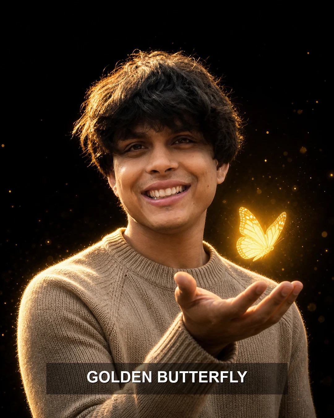 Bright Yellow Butterfly Cinematic Portrait Prompt, image 1