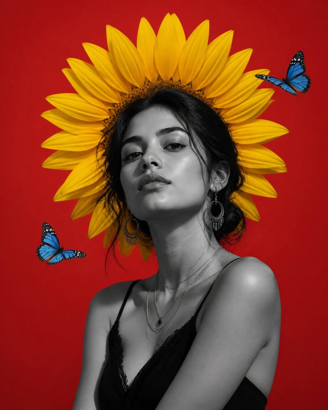 Colorful Sunflower Halo Editorial Poster Prompt, image 4