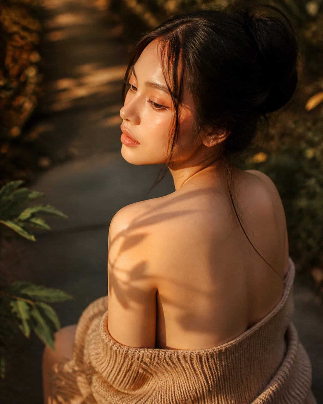 Golden Hour High Angle Cinematic Woman Portrait Prompt — image 2