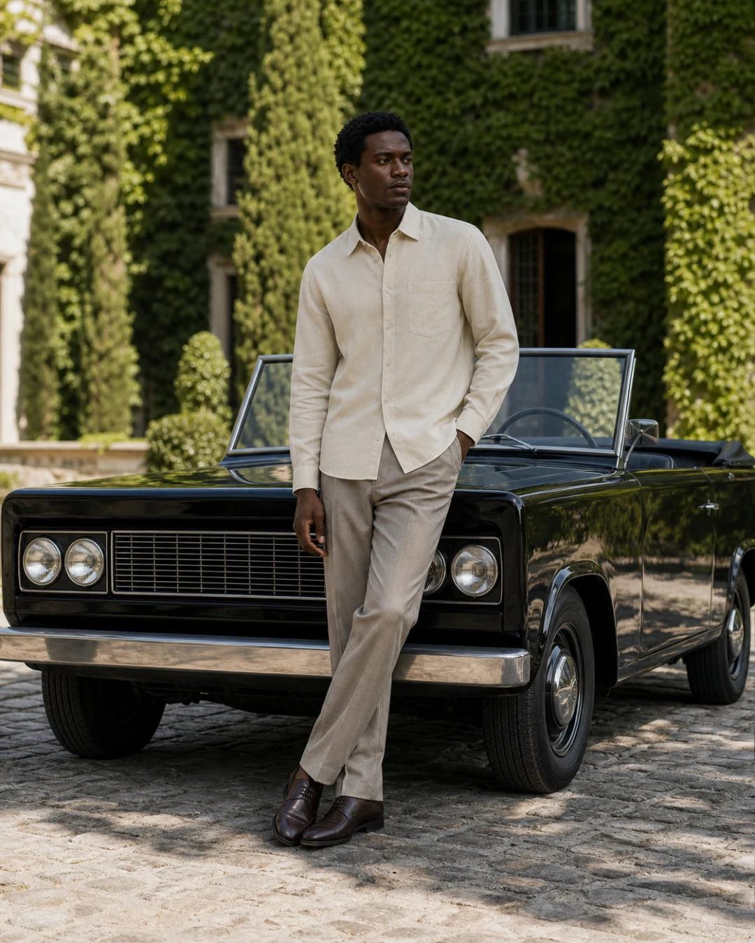 Beige Premium Shirt Fashion Campaign AI Prompt, image 3