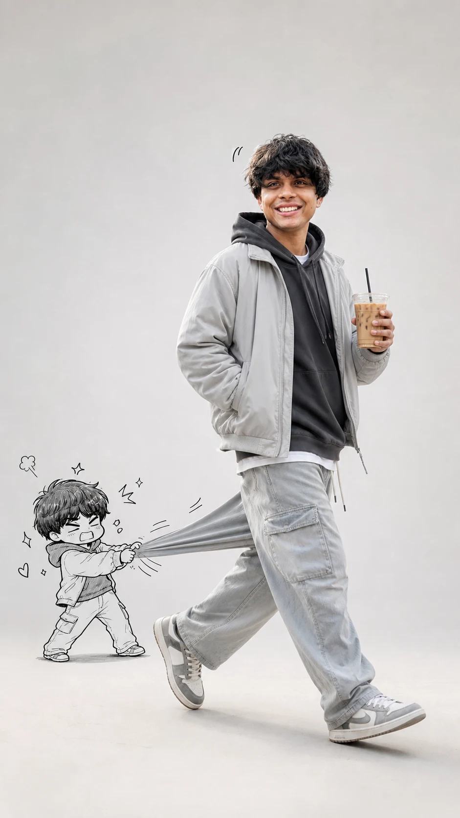 Walking with Mini Doodle Character Photo Prompt, image 2