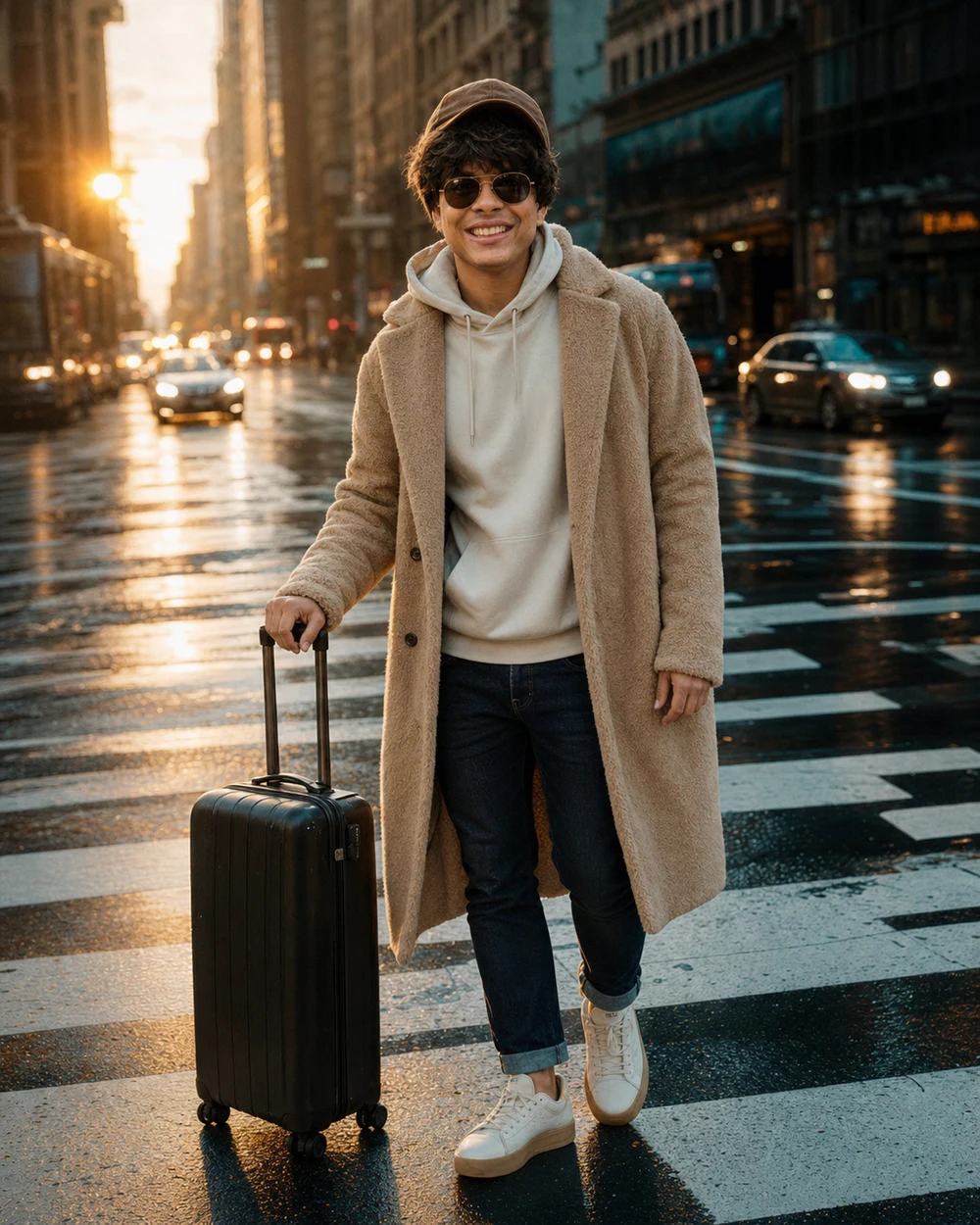 Cinematic Golden-Hour Traveler Street Portrait Prompt — image 3