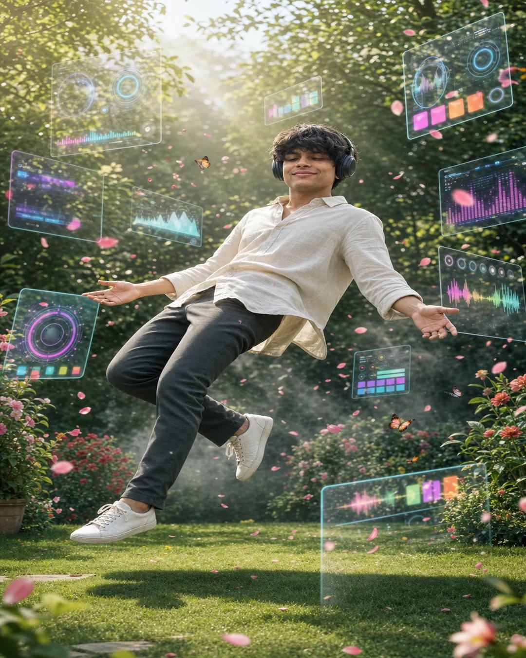 Floating Music Garden Portrait AI Image Prompt, image 2