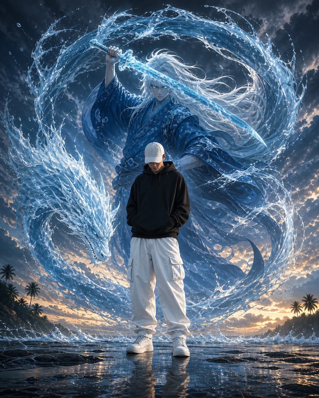 Water Warrior Anime Fusion Cinematic Portrait Prompt, image 4