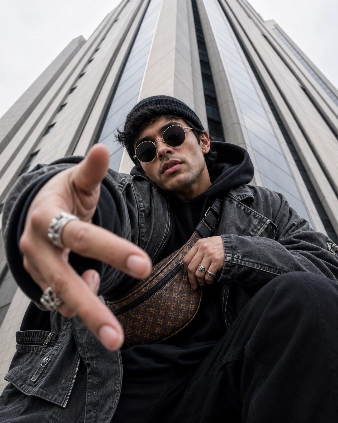 Urban Monochrome Low Angle Streetwear Photo Prompt — image 2