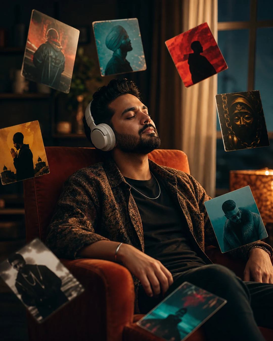 Floating Playlist Cinematic Headphones Photo Prompt — image 2