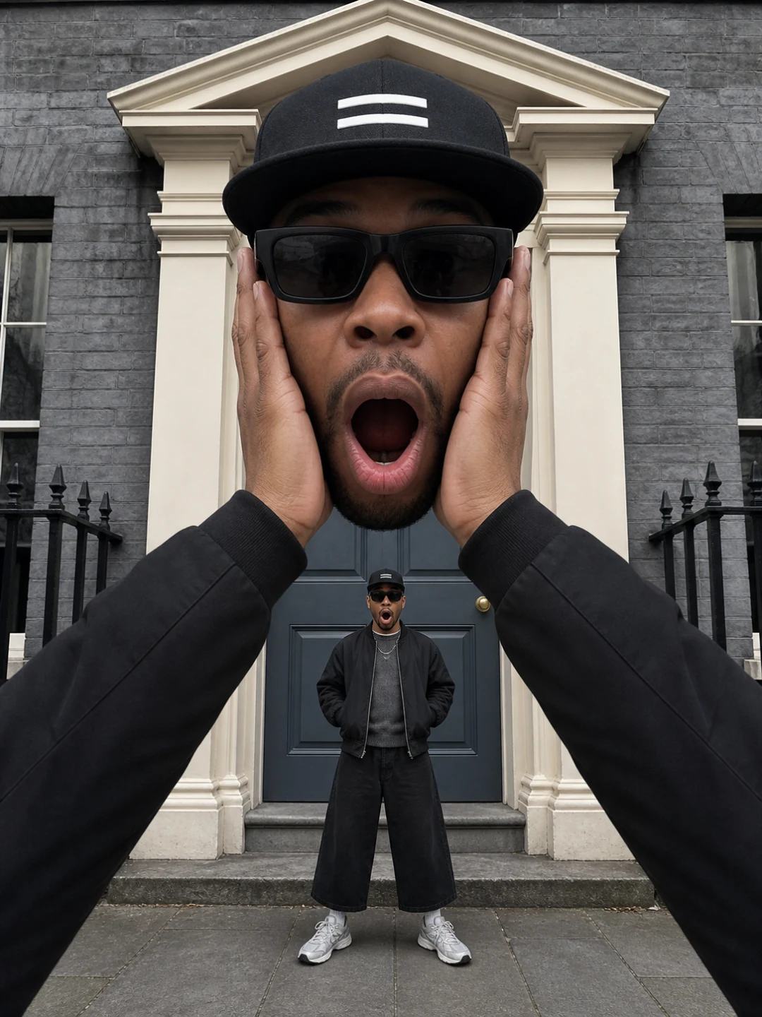 Giant Selfie Head and Hands Scale Effect AI Prompt, image 3