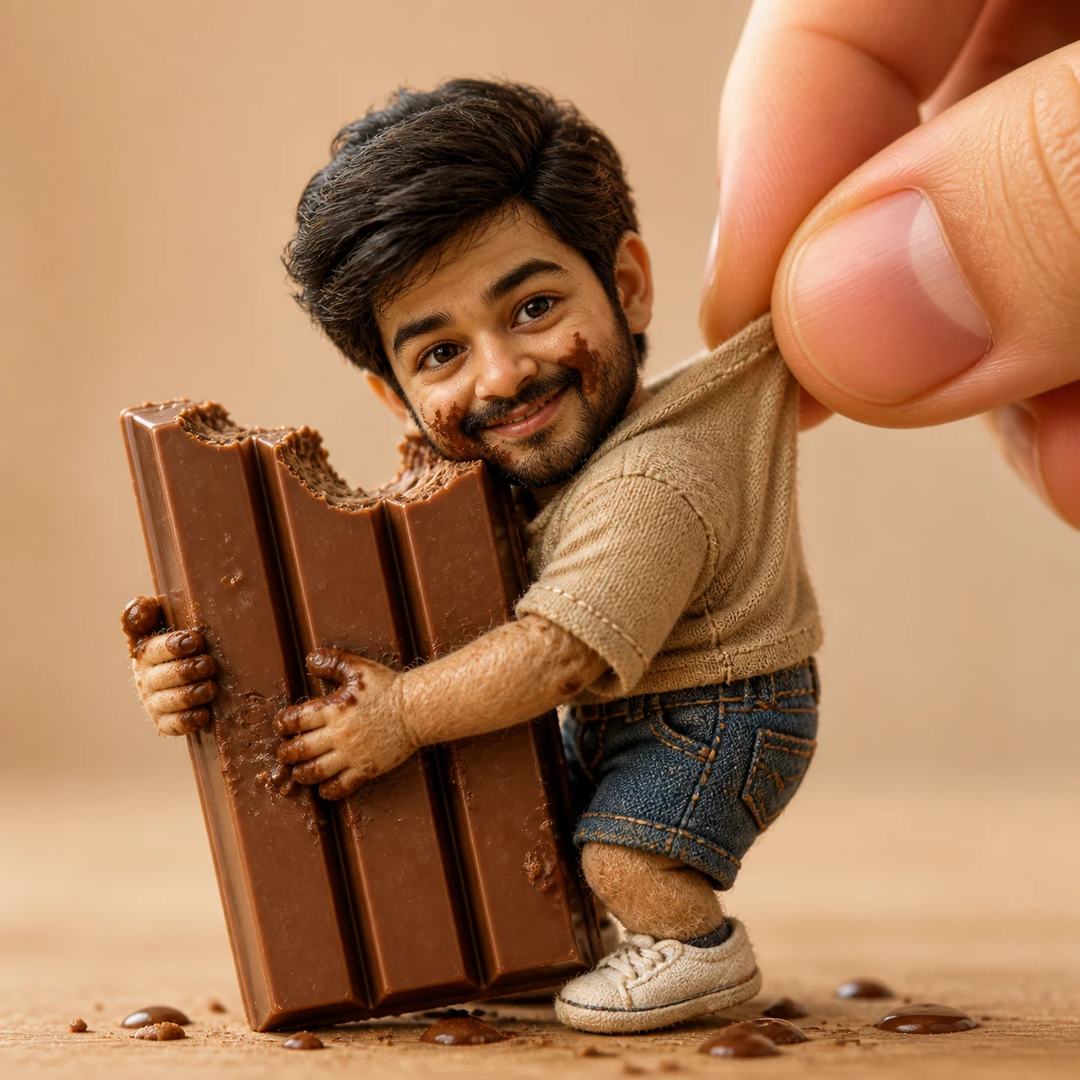 Collectible Chocolate-Hug Doll Diorama Prompt, image 1